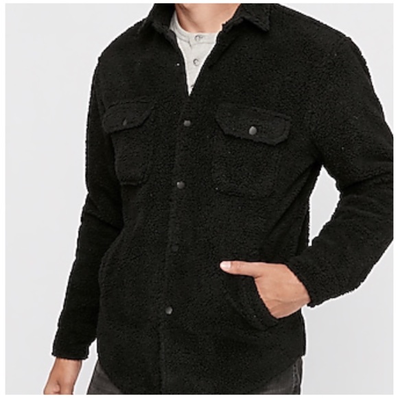 Express Men’s Sherpa Button Down Shirt Jacket XS - Picture 2 of 2